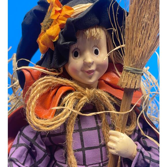 Vintage Halloween Fabric Mache Figurines Statues Decor Holiday Ghost Witch 12" - Picture 3 of 12